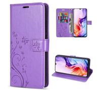 betterfon Funda para teléfono móvil compatible con ZTE Blade V70 Max | Premium PU piel móvil funda billetera | funda protectora con flores | lila