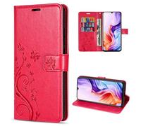 betterfon Funda para teléfono móvil compatible con ZTE Blade V70 Max | Premium PU piel móvil funda tipo cartera | funda protectora con flores | rojo