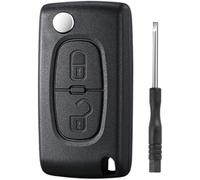 Betterher Carcasa Llave 2 Botones Llave con Tapa Plegable Compatible con Peugeot 207 307 308 407 408 3008 5008 Citroen C2 C3 C4 C5 C6 C8 - Cuchilla con Ranura,Sin Estante de batería
