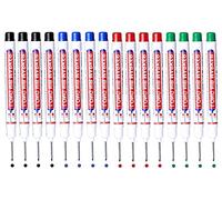 BetterJonny 16Pcs Marcadores de Agujeros Profundos, Rotuladores de Agujero Profundo Marcador de Carpintero de Punta Fina de 20 mm Lápiz Carpintero para Marcado de Carpintero Negro Azul Rojo Verde
