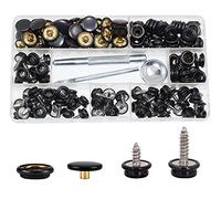 BetterJonny 180 piezas de botones de presión, 60 juegos de acero inoxidable Snap Fasteners Press Stud Kit con 3 herramientas de ajuste en caja de almacenamiento para cubierta de barco muebles