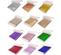 BetterJonny 600 hojas de imitación de hojas de oro multicolor lámina dorada de hojas de oro para arte de uñas, hornear, tartas, lámina decorativa, manualidades, metal, hoja de oro, pintura acrílica 12