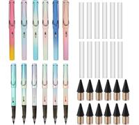 BetterJonny Juego de 12 lápices eternos de metal, sin tinta, 12 unidades, cabezal intercambiable, lápiz sin tinta con goma de borrar, lápiz eterno, sin tinta y respetuoso con el medio ambiente