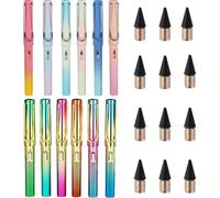 BetterJonny Juego de 12 lápices eternos de metal sin tinta con goma de borrar, 12 unidades, cabezal intercambiable, para obsequios escolares, sin tinta y respetuoso con el medio ambiente-B