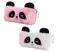 BetterJonny Juego de 2 estuches de felpa, bonito estuche de arcoíris para niñas, estuche de peluche con bonito patrón de panda, Pink, Caricatura