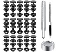 BetterJonny - Juego de 220 piezas de cierre a presión, de latón resistente de 15 mm, botón de presión de acero inoxidable con 3 herramientas de ajuste para bolsa de barco, cuero, manualidades