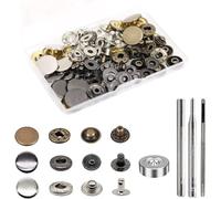 BetterJonny Juego de 24 botones de presión, Φ17 mm, latón, cobre, metal, bronce, ropa, botones de presión con herramienta de fijación, kit para cuero, vaqueros, chaqueta, cartera, bolso, 3 colores