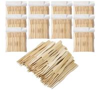 BetterJonny - Paquete de 1000 tenedores de bambú, tenedores desechables de dos puntas, pinchos de extremo romo, mini tenedores de degustación de cócteles, púas de alimentos de frutas para fiestas,