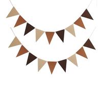 BetterJonny - Paquete de 4 banderines de tela de fieltro, banderines triangulares para fiestas, bodas, Navidad, cumpleaños, decoración de dormitorio (marrón)