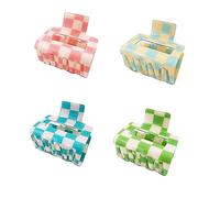 BetterJonny - Paquete de 4 pinzas para el cabello a cuadros, cuadradas, medianas, lindas pinzas para el cabello, accesorios para el cabello grueso y fino para mujeres y niñas