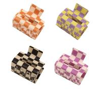 BetterJonny - Paquete de 4 pinzas para el pelo a cuadros, cuadradas, medianas, lindas pinzas para el cabello, accesorios para el cabello grueso y fino para mujeres y niñas