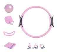 BetterMes Pilates Essential Kit, Pilates Essentials Kit for Women, Includes Resistance Bands, Yoga Ring, Stretch Straps, Pull Bands & Ball, for Women's Home Workouts (Pink)
