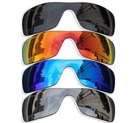 Betterun 4 pares de lentes de repuesto polarizadas antiarañazos para gafas de sol Oakley Batwolf OO9101, retro, negro, plateado, azul y fuego