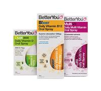 BetterYou Completo Bienestar Pack: Vitamina B12+Vitamina DLux3000+Multivit Oral Esprays (3 Pack)