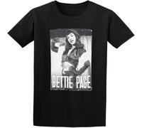 Bettie Page 1950S Pin Up Model Icon Vintage Pose Unisex 100% Cotton Short-Sleeve T-Shirts Black L