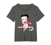 Betty Boop - Asiento de bastón de Caramelo navideño Camiseta, Mujer Tallas Grandes, Asfalto, 1XL Grande