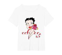 Betty Boop - Asiento de bastón de Caramelo navideño Camiseta, Mujer Tallas Grandes, Blanco, 1XL Grande
