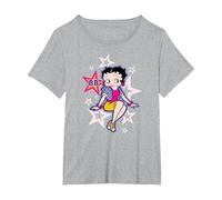 Betty Boop Estrellas y Puntos sentados Camiseta, Mujer Tallas Grandes, Gris Jaspeado, 1XL Grande