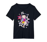 Betty Boop Estrellas y Puntos sentados Camiseta, Mujer Tallas Grandes, Negro, 4XL Grande
