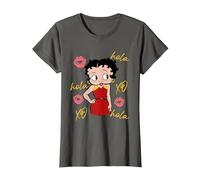 Betty Boop Hola XO Kisses Bandera de España Camiseta, Mujer, Asfalto, L