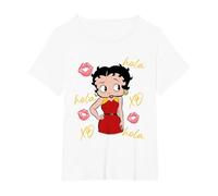 Betty Boop Hola XO Kisses Bandera de España Camiseta, Mujer Tallas Grandes, Blanco, 5XL Grande
