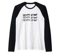 Betty Boop Punk Goth Patrón Texto Halloween Camiseta Manga Raglan
