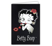 BETTY BOOP - Tarjeta abierta blanca de 23 x 17 cm, con sobres blancos de 12 x 17,5 cm, para cumpleaños, jubilación o fiesta