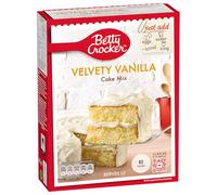 Betty Crocker Velvety Vanilla - Mezcla para Pastel de Vainilla Suave y Esponjosa, Ideal para Tartas y Cupcakes, 12 Porciones