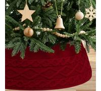 Betylifoy Falda de Árbol de Navidad de Punto Tridimensional de 71 cm, Falda Redonda árbol Navidad, Cubre Pie Arboles, Caché de Pie de árbol de Navidades （Rojo）
