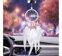 Betylifoy Pequeño Atrapasueños Hecho a Mano Pluma Atrapasueños Interior del Coche Espejo Retrovisor Adorno Colgante Boho Ventana Colgando Decoraciones Artesanía Regalo (Blanco)