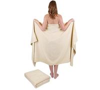 Betz 2 Unidades de Toallas de baño XXL 100cmx200cm Dresden Juego de Toallas de Sauna 100% algodón Color Beige Arena - 1901050