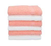 Betz 6 Unidades Set Toallas de Mano Serie Palermo Color Albaricoque y Blanco 100% Algodon 6 Toallas de Mano 50x100cm