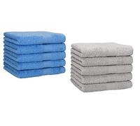 Betz Paquete de 10 Piezas de Toallas para Invitados Juego de Toalla de Lavabo 100% algodón tamaño 30x50 cm Toalla de Mano Premium de Color Azul Claro y Gris Plata