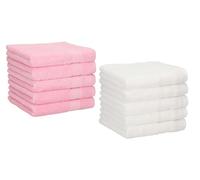Betz Paquete de 10 Toallas faciales Palermo 100% algodón tamaño 30x30 cm de Color Blanco y Rosa