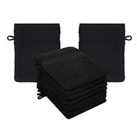 Betz Premium Juego de 10 Piezas de Manoplas de baño - franelas de Rizo para Limpieza Facial - de algodón 100% - manopla de baño para bebés - Negro