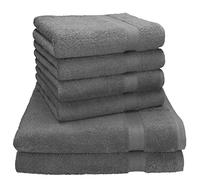 Betz Premium - Juego de Toallas de 6 Piezas - 2X Toallas de Ducha 70x140-4X Toallas de Mano - 50x100 cm - Antracita