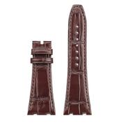 BEUAOCK Compatible con AP Audemars Piguet Royal Oak Offshore Correa de cuero de cocodrilo 15400 15202 15703 26331 Hombres 26 28 mm Pulsera de cuero(Brown-no buckle,28mm)