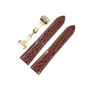 BEUAOCK Compatible con Correa de Reloj de Piel de cocodrilo Cartier London Solo Series, Pulsera de Piel de cocodrilo de 16, 17, 18, 23 y 25 mm.(Brown Gold,16mm)
