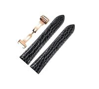 BEUAOCK Compatible con Correa de Reloj de Piel de cocodrilo Cartier London Solo Series, Pulsera de Piel de cocodrilo de 16, 17, 18, 23 y 25 mm.(Black Rose,20mm)