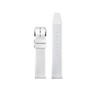 BEUAOCK Correa de caucho FKM tejida con extremo curvado de metal, compatible con IWC Portugal IW371609 serie 1620, pulsera de reloj de caucho fluorado, correa de reloj de 20 mm(White-silver pin)