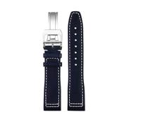 BEUAOCK Correa de piel de becerro italiana compatible con relojes de piloto IWC serie IW388103 IW378005/003/001 correa de reloj de mano de extracción rápida(Blue-silver,21mm)