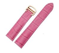 BEUAOCK Correa de Reloj de Cuero Compatible con Correa Cartier 14mm 16mm 18mm 20mm 22mm Compatible con Hombres y Mujeres reemplazar Correas de Reloj(Rose Red-Gold,22mm)