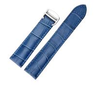 BEUAOCK Correa de Reloj de Cuero Compatible con Correa Cartier 14mm 16mm 18mm 20mm 22mm Compatible con Hombres y Mujeres reemplazar Correas de Reloj(Blue-Silver,16mm)