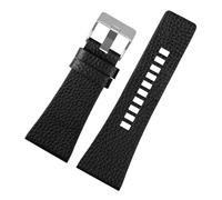 BEUAOCK Correa de reloj de cuero Compatible con correa de reloj diésel DZ7257 1657 4323 7314 7313 7371 Cadena de reloj de cuero negro 22 24 26 28 30 32 mm(A-Black silver,28mm)