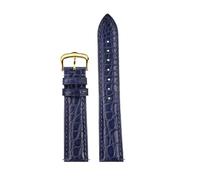 BEUAOCK Correa de reloj de piel de cocodrilo negra, azul y marrón de 16, 17, 18, 19, 20, 21 y 22 mm compatible con CARTIER CLÉ DE.(Blue gold pin,16mm width)