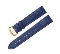 BEUAOCK Liberación rápida 17,5 mm 15. Correa de reloj con interfaz de metal compatible con correa de reloj de cuero Cartier Santos Dumont Accesorios for mujer Pulsera(Blue-gold buckle,15.5mm)