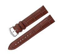 BEUAOCK Liberación rápida 17,5 mm 15. Correa de reloj con interfaz de metal compatible con correa de reloj de cuero Cartier Santos Dumont Accesorios for mujer Pulsera(Brown-silver buckle,17.5mm)