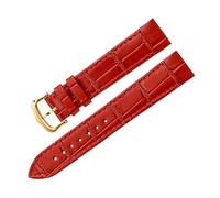 BEUAOCK Liberación rápida 17,5 mm 15. Correa de reloj con interfaz de metal compatible con correa de reloj de cuero Cartier Santos Dumont Accesorios for mujer Pulsera(Red-gold buckle,15.5mm)