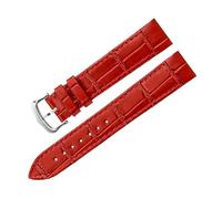 BEUAOCK Liberación rápida 17,5 mm 15. Correa de reloj con interfaz de metal compatible con correa de reloj de cuero Cartier Santos Dumont Accesorios for mujer Pulsera(Red-silver buckle,17.5mm)