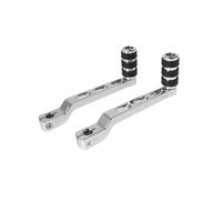 BEUAOCK Palanca de Cambio de Marchas con Punta de Pedal y talón, Clavijas de Cambio moleteadas Negras, compatibles con Harley Softail Touring Electra Road Glide FLHR(Silver)